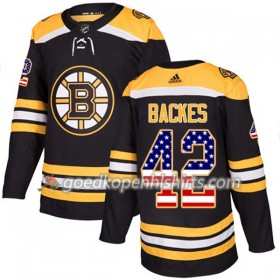 Boston Bruins David Backes 42 Adidas 2017-2018 Zwart USA Flag Fashion Authentic Shirt - Mannen